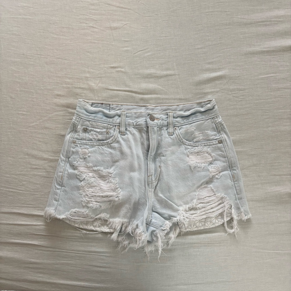 American Eagle Outfitters Light Wash Distressed Jean Shorts
